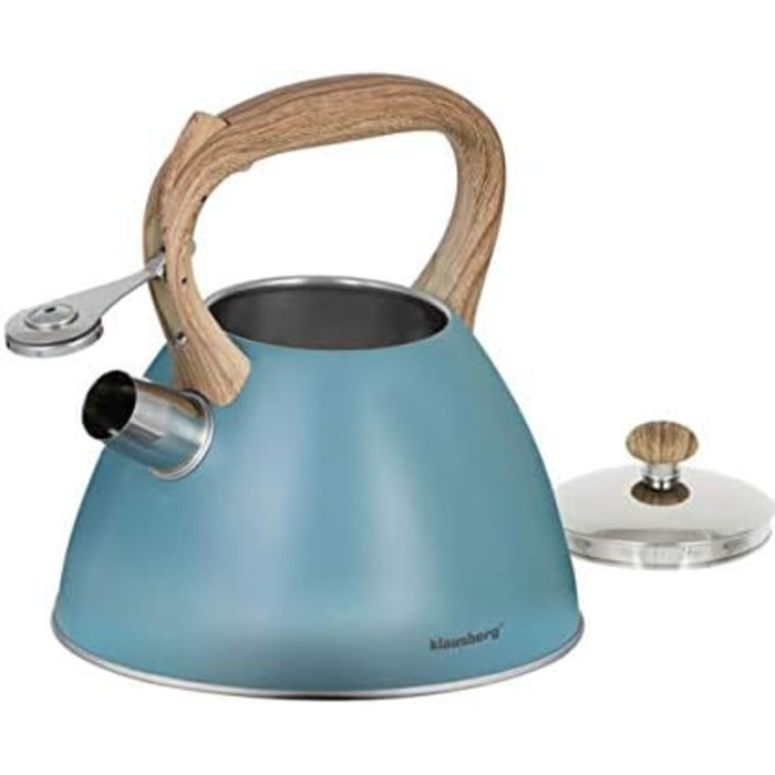 Свисток-чайник з нержавіючої сталі, 3 л, для індукційних, газових та електричних плит (Blue)
