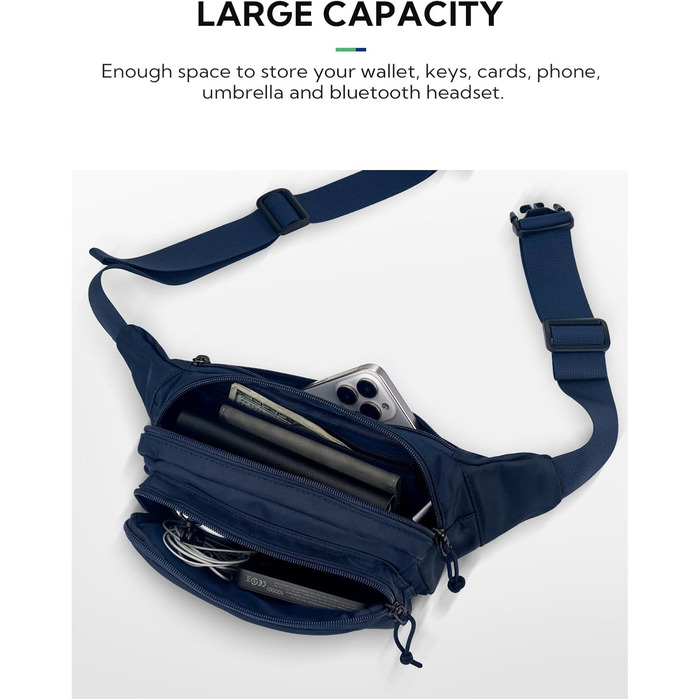 Водонепроникна поясна сумка Waterfly: стильна фанна-сумка для спорту, подорожей та прогулянок (темно-синій)