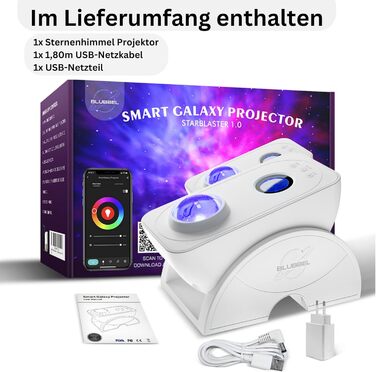 Blubbel LED Star Sky Projector, Wi-Fi Star Projector, 3D Galaxy Lamp Night Light, App/Voice Control, Star Projector, Star Light Galaxy, Alexa/Google Compatible, Baby, Kids, Bedroom