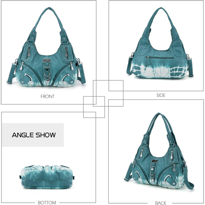 Сумка жіноча Angel Kiss Hobo з PU шкіри блакитно-зеленого кольору з багатьма відділеннями