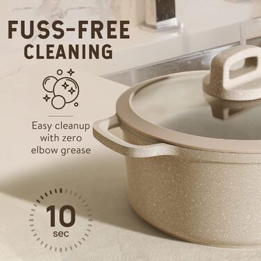 Набір посуду CAROTE 11 предметів: сковороди 24см, 28см, каструля 16см, каструля 24см, глибока сковорода 28см, з антипригарним покриттям та кришками, для індукційних плит