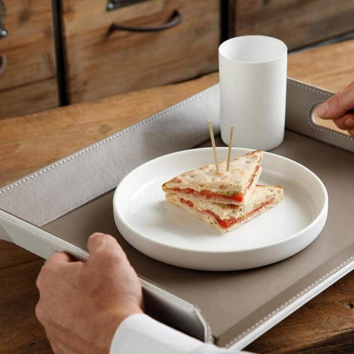 Freeform DUO Tablet 55 x 41 cm | Plum/Ivory | 2-in-1 Serving Tray and Placemat | Heat-resistant swivel tray up to 90°C | Faux leather rectangular tray | with handles for carrying