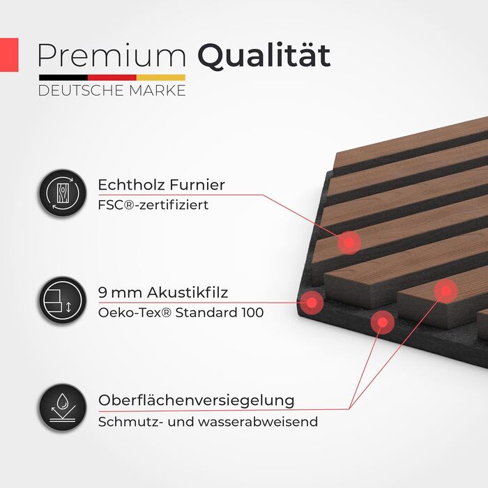 Акустичні панелі з натурального горіха самоклеючі, гексагон 30x26 см, набір 9 шт, чорний акустичний фетр, 3D панелі для шумоізоляції та оздоблення стін