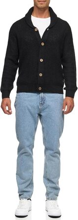 Кардиган чоловічий Indicode INBrandox з коміром-шарфом та ґудзиками | Дріб'язковий кардиган для чоловіків (XL, Чорний)