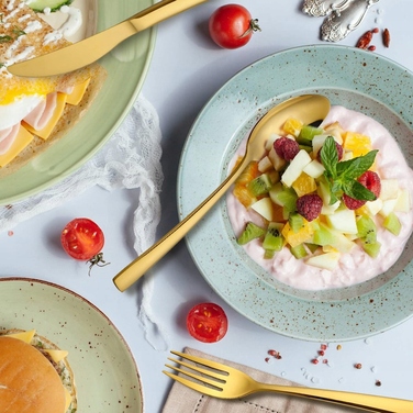 Набір золотих столових приборів на 6 осіб, нержавіюча сталь, 24 предмети — ідеальний подарунок