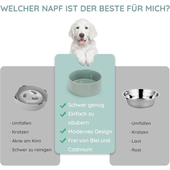 Керамічна миска для собак та котів SPUNKYJUNKY, 1250 мл, світло-зелена