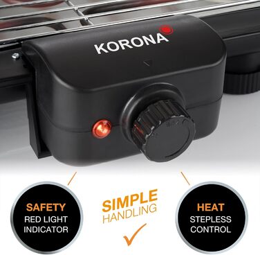 Електричний гриль Korona 46221 з XXL-решіткою 51x30 см, 2200 Вт, вітрозахист, терморегулятор, настільний