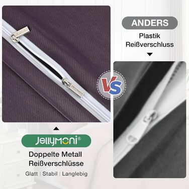 Бетліст JELLYMONI 135x200 з бавовни, комплект, Oeko-Tex, 100% бавовна, з блискавкою та наволочка 40x80 з клапаном, м'який, 2-кільний, 135x200 + 40x80 (фіолетовий)