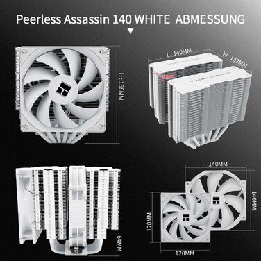 Thermalright Peerless Assassin 140 Black - Кулер для CPU з 6 Heatpipes, Dual-PWM вентилятор, для AM5/AM4 та Intel LGA 1700/1851