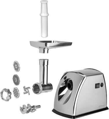 М'ясорубка електрична MPM MMM-07M професійна, нержавіюча сталь, 3 диски (3/5/7 мм), насадка для ковбас, реверс, 1800 Вт
