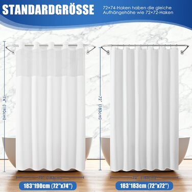 Водонепроникна штора для душу з вафельної тканини 180x190 см, 260 GSM, сіра. Преміум якість, антигрибкова, з 10 кільцями, готельний стиль, машинне прання