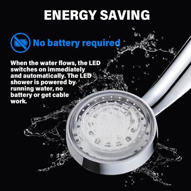 JINYOMFLY LED Shower Head with Lights, Shower Head with LED Lighting, 15CM Shower Head Color Changing, 3 Shower Modes Shower Light, Shower Head Light with Liquid Silicone Nozzle (Round)