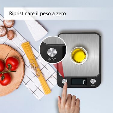 Кухонні ваги LEVADA PLUS - цифрові, 15 кг, з LCD-дисплеєм, з нержавіючої сталі, висока точність, компактні, чорні