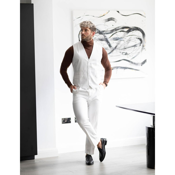 Костюм-двійка чоловічий COOFANDY, Slim Fit, для весілля (Білий/Ошатний сад, XXL)