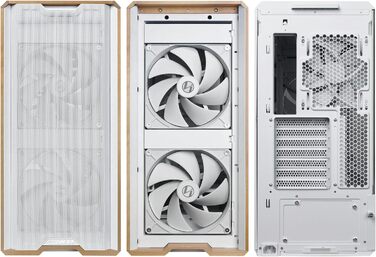 Корпус Lian Li Lancool 217 - ATX Midi Tower з темперованим склом, 5 вентиляторів, шпон дуба, сітчаста передня панель, підтримка Back Connect (білий)