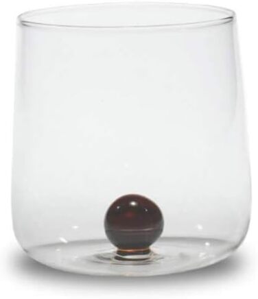 Zafferano Bilia Tumbler Set - 6 Water Glasses, transparent with a sphere in 6 different colors