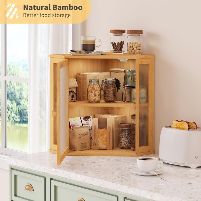 Бак для хліба на кухонну стільницю Eck, контейнер для домашнього хліба, двошаровий, великий бамбуковий контейнер для кухні з вікном (Білий, середній)