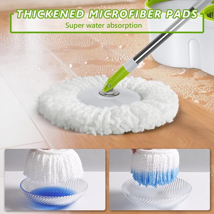 Набір для миття підлоги Masthome з відром та вичавкою: обертання 360°, мікрофібра, 3 насадки, для дому та саду