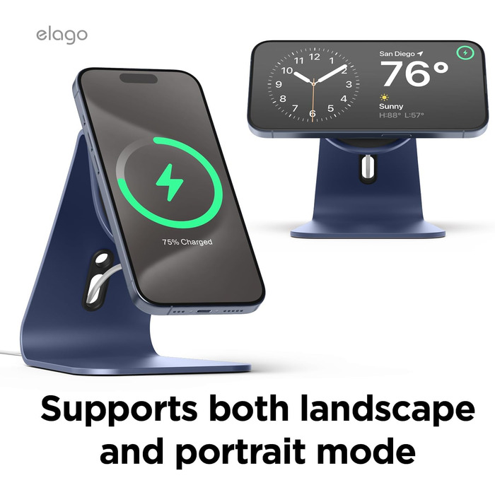Підставка для зарядки iPhone Elago MS4 з MagSafe, алюміній, сумісна з iPhone 17/16/15/14/13/12, підтримка Standby (iOS 17) [Зарядний пристрій не входить] (Jean Indigo)
