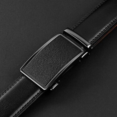 Чоловічий шкіряний ремінь Flintronic з автоматичною пряжкою (ратинг), ширина 3.5 см, довжина 130 см, з лінійкою та брелоком (у подарунковій коробці), чорний