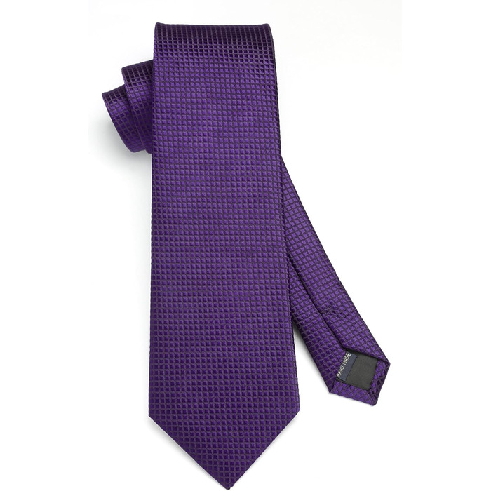 HISDERN Комплект краватки та нагрудного хустинки для чоловіків, в клітинку, елегантний, класичний (фіолетовий)