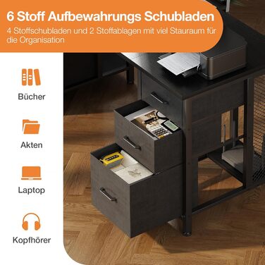 Комп'ютерний стіл Coleshome з 6 висувними ящиками, 160x52 см, з полицями для дому та офісу (чорний)