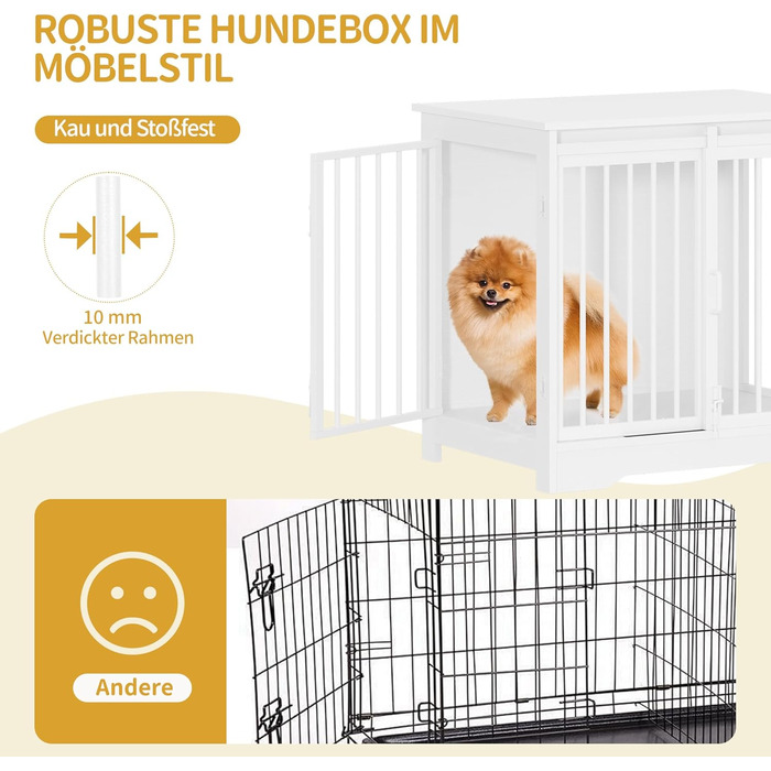 Сучасний вольєр для собак Hzuaneri DFC84301B, 69x49x64.5 см, з 2 дверцятами, для дому