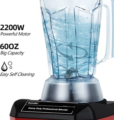 BioloMix Stand Mixer 2200 W SmoothieMixer, Self-Cleaning Function, Built-in Timer, High-Performance Mixer with 2 L BPA-Free Container A8800