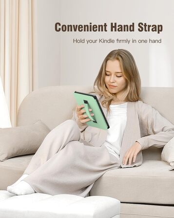 Чохол MoKo для Kindle Paperwhite 12-го покоління (2024) та Kindle Colorsoft Signature Edition (2024), зелений, з авто-ввімкненням/вимиканням та зручною петлею для руки