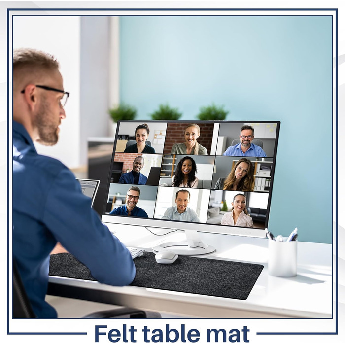 Килимок для миші та клавіатури Panelee 80x30 см, повстяний, антиковзкий, сірий. Захисний килимок для столу в офіс/дім