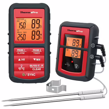 ThermoPro TP08C Digital Kitchen Thermometer Wireless Meat Thermometer with 2 Probes Cooking Thermometer Oven Thermometer Kitchen Timer for BBQ Cooking Grilling Oven