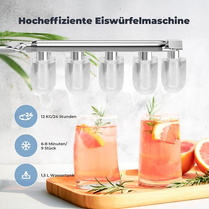 Acmeenjoy Ice Maker - Self-Cleaning Ice Machine for Kitchen, Bar, Office & Party - Makes 9 Ice Cubes in 6-8 Minutes, 12KG in 24H
