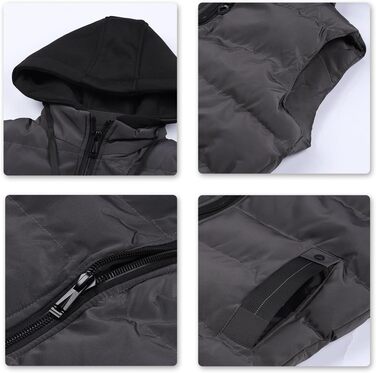 Чоловіча степкова жилетка YOUTHUP з капюшоном для активного відпочинку та зими, легка, вітронепроникна (Сірий, XS)