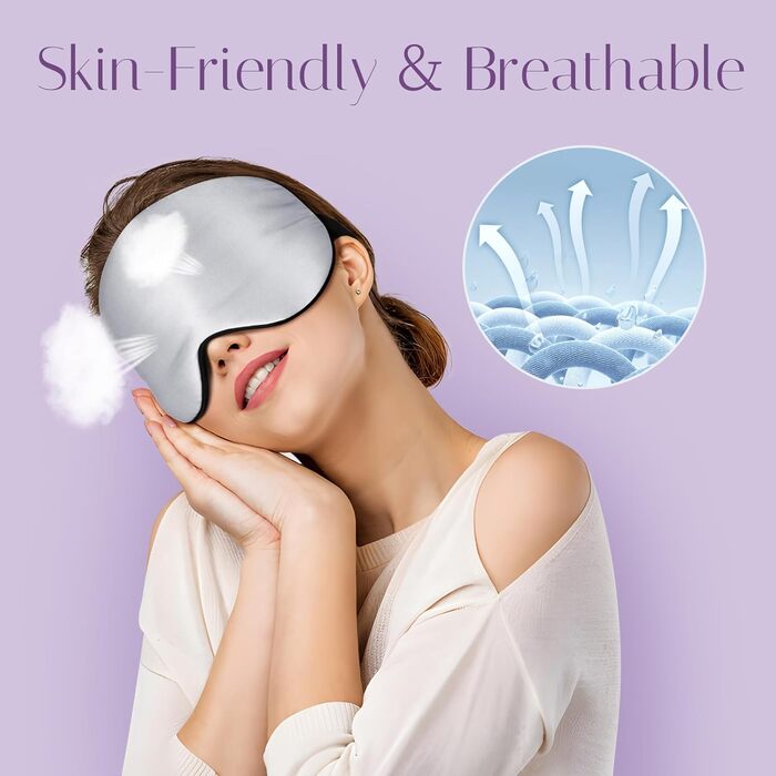 Набір шовкових масок для сну OLESILK (2 шт.) - 100% матуюча шовкова тканина, для жінок та чоловіків, унісекс, для дому та подорожей (Сріблясто-сірий + Чорний)