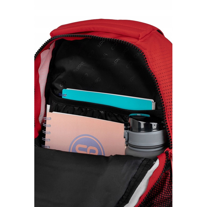 Багатовідсіковий шкільний рюкзак CoolPack, чорний з червоним, 21 л