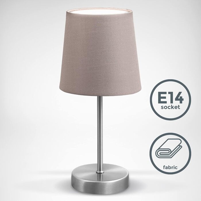 Вінтажна настільна лампа B.K.Licht з абажуром з тканини, 33x20 см (Taupe)