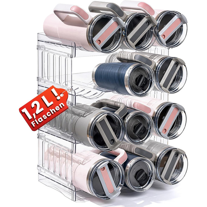 Gracenal Stackable Bottle Rack, Bottle Holder for Kitchen Cabinet, Bottle Organizer, Refrigerator Beverage Organizer, 4 Layers Stanley Cup Accessories for 1.2L Bottles