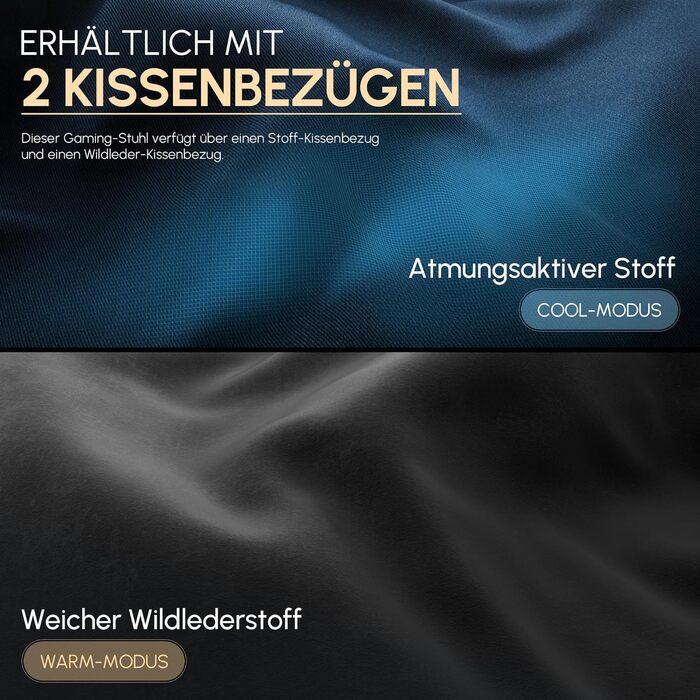 Dowinx Геймінговий крісло, дихаючий офісний стілець з високоякісного матеріалу, ергономічний PC стілець з 4D підлокітниками, регульований та поворотний геймінговий стілець з підніжкою, блакитний