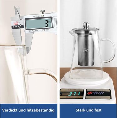 Скляний чайник CNGLASS з ситечком зі сталі, 900 мл, термостійкий заварник для листового та розквітного чаю