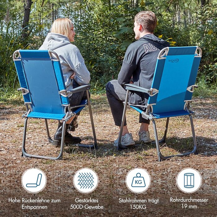 Крісло для кемпінгу Portal: складне, легке, на 150 кг, з високою спинкою, для риболовлі, пляжу, відпочинку на природі (оранжевий, сірий, блакитний)