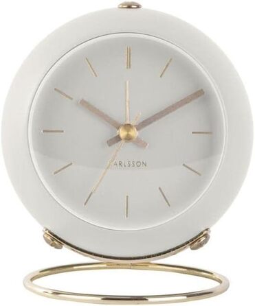 Karlsson [DL] Alarm Clock Globe White, design Armando Breeveld. Dimensions: Diameter 9.5cm, Height 10.5cm, Depth 7cm. Battery not included (requires 1 AA battery).