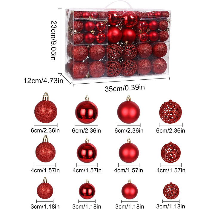 Набір прикрас на ялинку на Різдво, 42 шт. Ялинкові кулі, кульки Різдвяні, червоний, зелений, золотий. Підходить для святкування Різдва, вечірок, вінків. Преміум якість