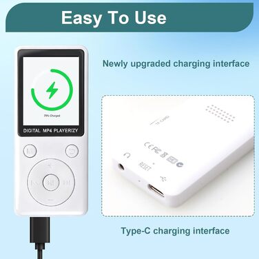 MP3 плеєр з Bluetooth 5.2, карткою пам'яті 32ГБ, 1.8