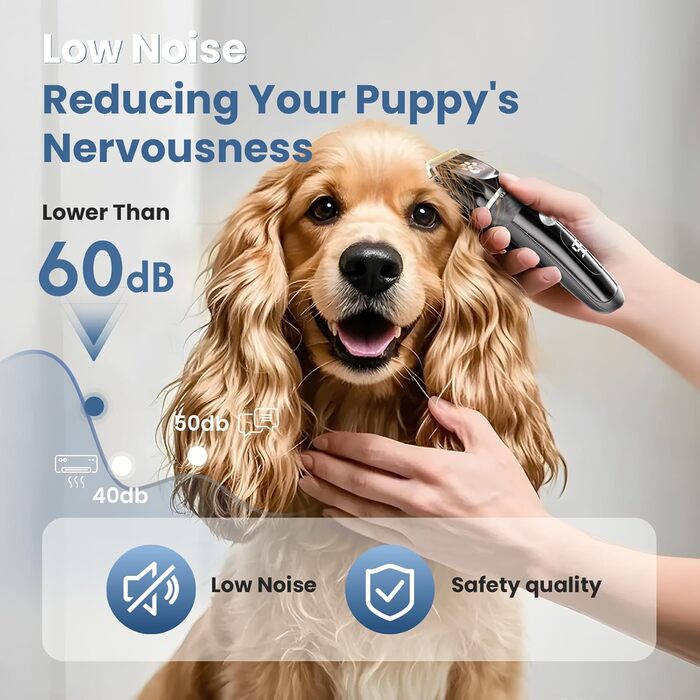 Професійний собачий триммер для собак та котів, бездротовий, 2 швидкості, LED-дисплей, IPX5, для собак та котів середніх та малих порід