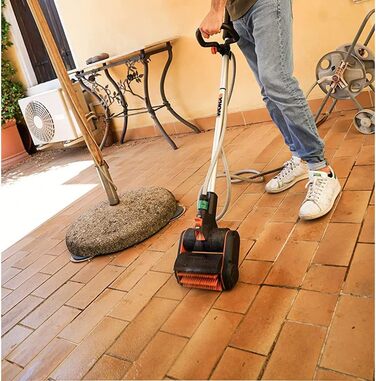 WORX WG441E.9 20V Cordless Multi-Brush - multifunctional surface brush for cleaning stone & wood surfaces & weed removal - integrated water connection - PowerShare compatible - without battery & charger (stiff brush for stone/concrete surfaces)
