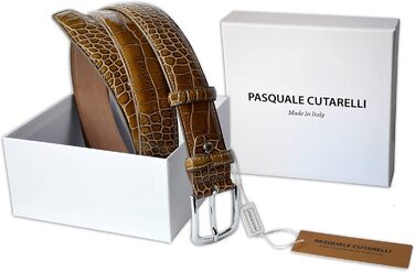 Чоловічий шкіряний ремінь Pasquale Cutarelli з крокодиловим візерунком (90 см, тауп)