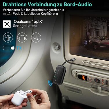 Bluetooth 5.4 адаптер 2-в-1 (передавач та приймач) Pro 2026, бездротовий аудіо-адаптер для ТБ, ПК, авто та Nintendo Switch, підтримка 2-х навушників, AUX, чорний