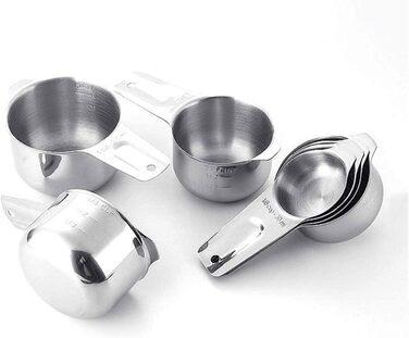 CMBSSTBB Measuring Spoon Set, 304 Stainless Steel, Measuring Cups, Measuring Spoons, 13-Piece Set, Baking Measuring Cup Set, Kitchen Gadgets (Silver, 13 Pieces) (Silver 13 Pieces)