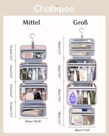 Чоловіча/Жіноча дорожня косметичка для підвішування – водовідштовхувальна, з прозорим вікном, рожевого кольору, середнього розміру (30x23x10 см)