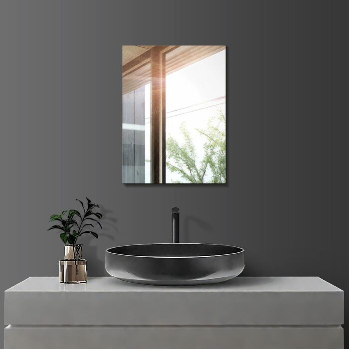 Круглий дзеркало на стіну без рами 40 см, HD скло, сучасний дизайн, самоклеючий, для ванної, вітальні, спальні, коридору